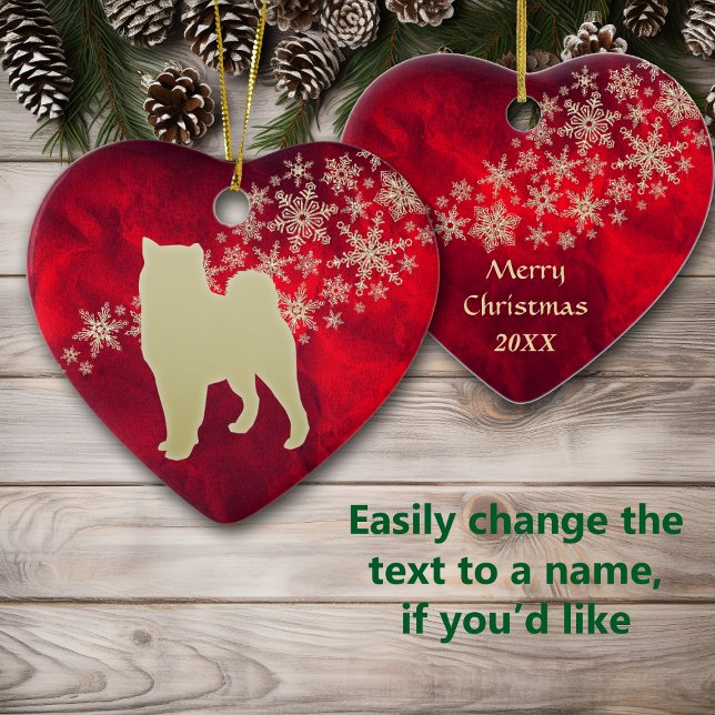 Adorno De Cerámica Malamuta de copo de nieve de oro rojo (Subido por el creador)