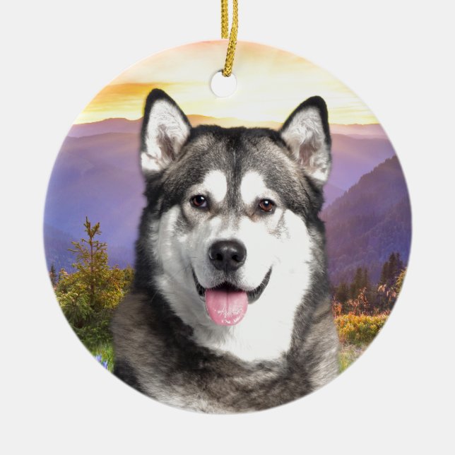 Adorno De Cerámica Malamute de Alaska (Frente)