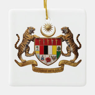 Adorno De Cerámica Malasia país escudo armas símbolo emblema bandera