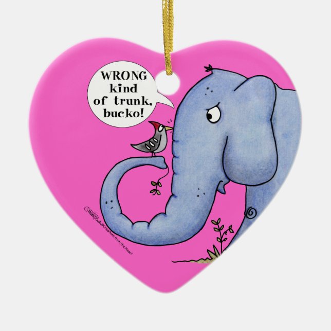 Adorno De Cerámica Malentendidos con respecto al elefante y el pájaro (Frente)