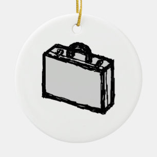 Adorno De Cerámica Maletín de Office o maleta Viajera.Bocetos.
