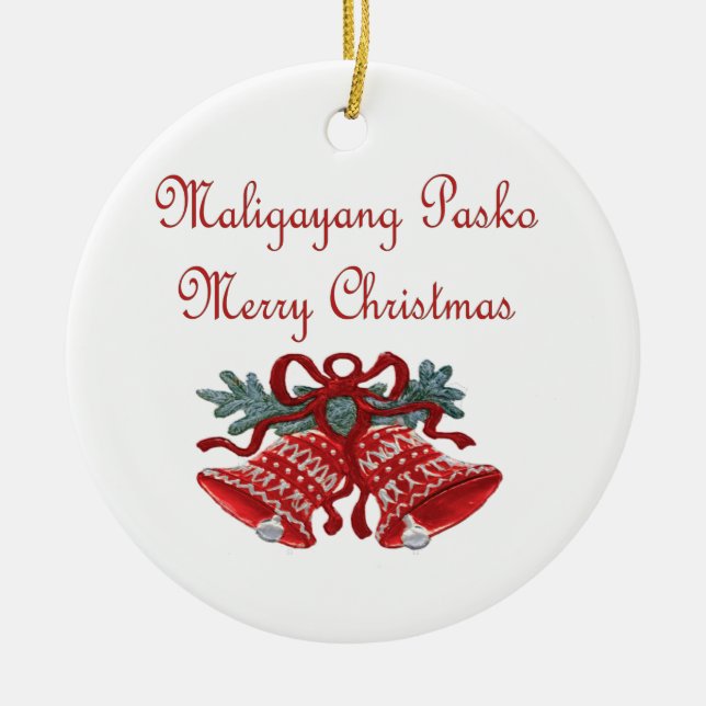 Adorno De Cerámica Maligayang Pasko (Frente)