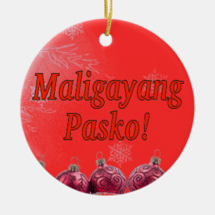 Adorno De Cerámica ¡Maligayang Pasko! Felices Navidad en tagalogo rf