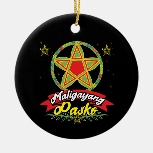 Adorno De Cerámica Maligayang Pasko Navidades filipinos Filipinas (Frente)