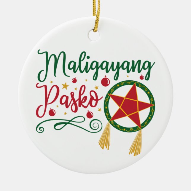 Adorno De Cerámica Maligayang Pasko Navidades filipinos Filipinas (Frente)