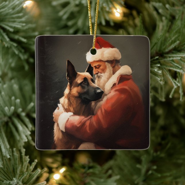 Adorno De Cerámica Malinoi belga con Navidades festivos de Santa Clau (Árbol)