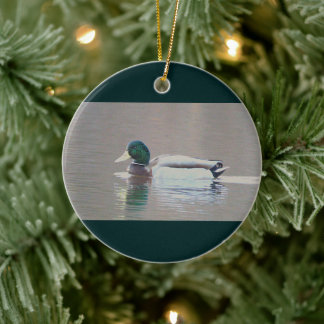 Adorno De Cerámica Mallard Duck Photo Ornament 