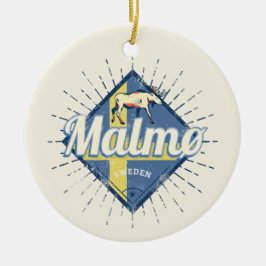 Adorno De Cerámica Malmo Suecia Bandera Retro Vintage Moose Souvenir