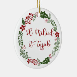 Adorno De Cerámica Maltés Feliz Navidad corona Il-Milied it-tajjeb