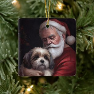 Adorno De Cerámica Malti Tzu con Santa Claus Navideño