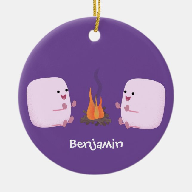 Adorno De Cerámica Malvaviscos rosados por personalizado de bomberos  (Frente)