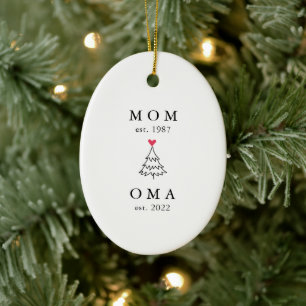 Adorno De Cerámica Mamá Año de Abuela Est. Navidad