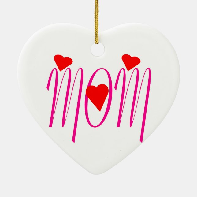 Adorno De Cerámica Mamá con corazones rojos (Atrás)