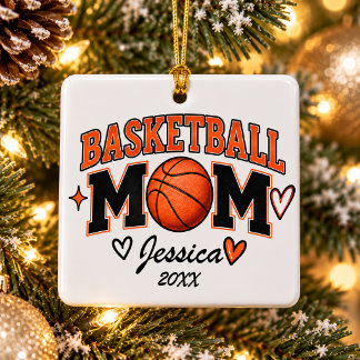 Adorno De Cerámica Mamá de Baloncesto Personalizada Nombre Navidad