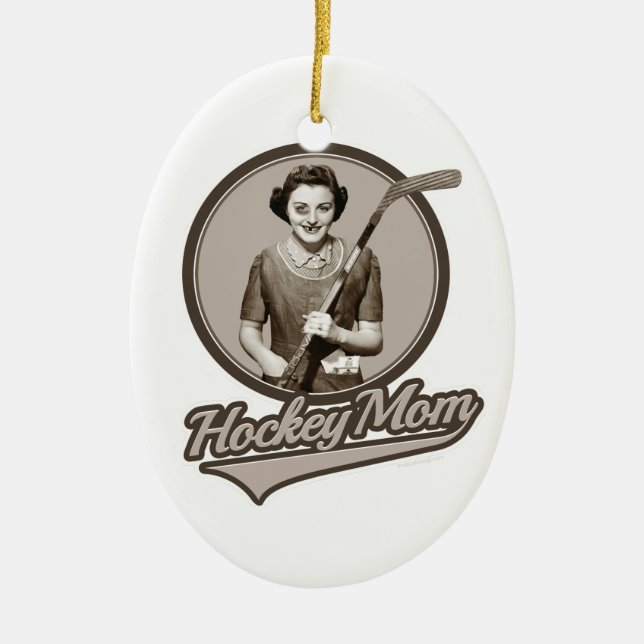 Adorno De Cerámica Mamá de hockey (Frente)