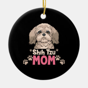 Adorno De Cerámica Mamá de Shih Tzu