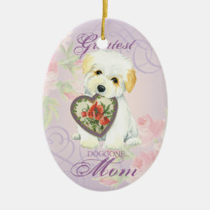 Adorno De Cerámica Mamá de Tulear Heart del algodón