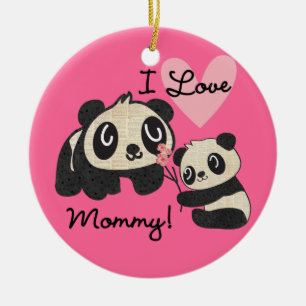 Adorno De Cerámica Mamá del amor de las pandas I