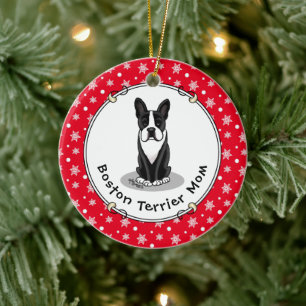 Adorno De Cerámica Mamá del Boston Terrier (negra) - Perro lindo