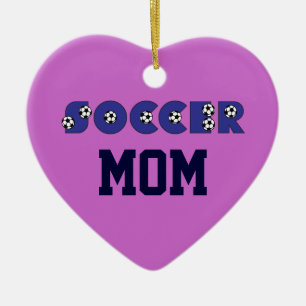Adorno De Cerámica Mamá del fútbol en azul