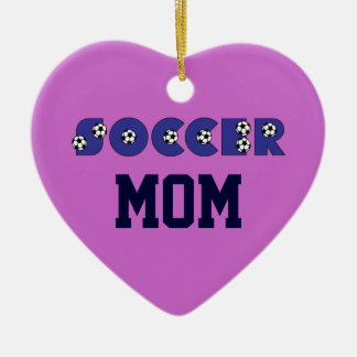Adorno De Cerámica Mamá del fútbol en azul