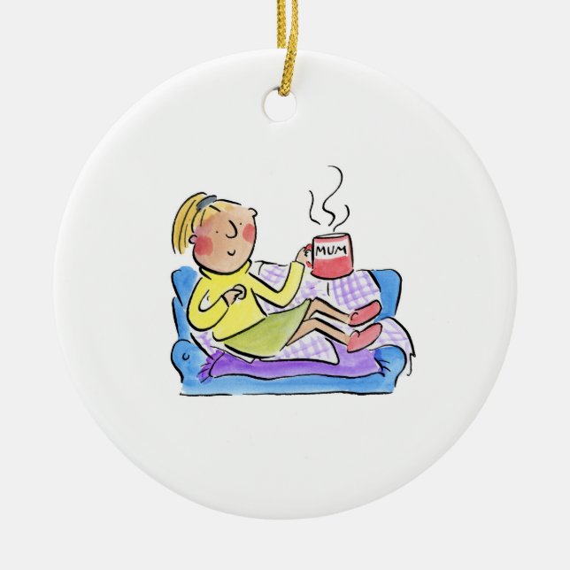 Adorno De Cerámica Mamá en el sofá (Frente)