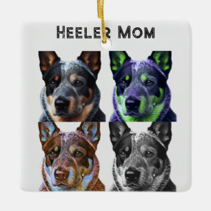 Adorno De Cerámica Mamá Heeler Perro Blue Heeler