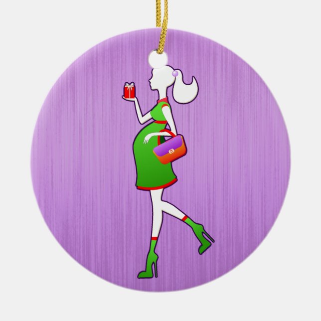 Adorno De Cerámica Mamá linda ser maternidad personalizada fechada (Frente)