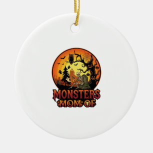 Adorno De Cerámica Mamá Monstruos Halloween Esqueleto Calabaza Búho E
