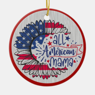 Adorno De Cerámica Mamá Todo Americana Bandera Roja Blanca Azul de EE