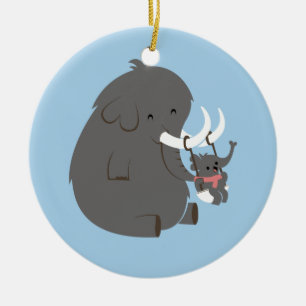 Adorno De Cerámica Mamá y bebé del elefante