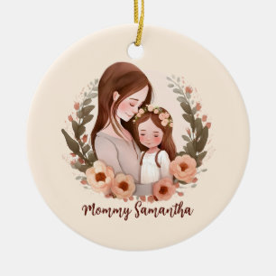 Adorno De Cerámica Mamá y hija con Rosa Wreath 2
