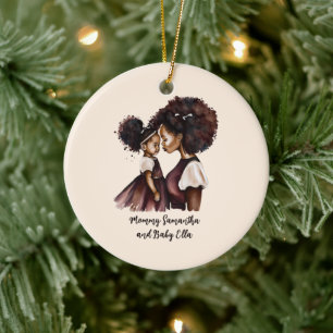 Adorno De Cerámica Mamá y hija negras personalizadas (5)