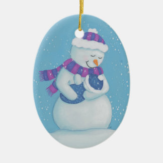 Adorno De Cerámica Mamá y niño bebé nieve y nieve