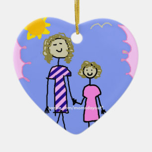 Adorno De Cerámica Mamá y yo, paseo de la hija de la madre