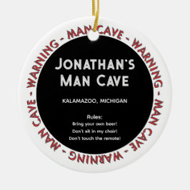 Adorno De Cerámica Man Cave Divertidas advertencias y reglas de honor