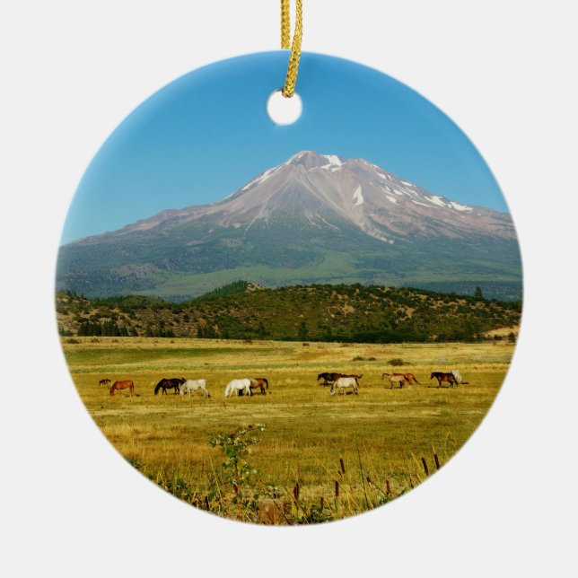 Adorno De Cerámica Manada de caballos Mount Shasta (Frente)