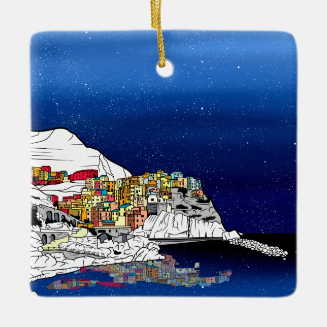 Adorno De Cerámica Manarola Village Italia (Anverso)