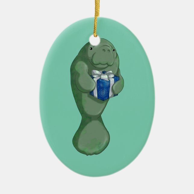 Adorno De Cerámica Manatee del navidad (Frente)