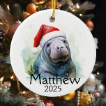 Adorno De Cerámica Manatee Lover acuarela personalizada<br><div class="desc">Este diseño puede ser personalizado en el área proporcionada cambiando la foto y/o el texto. O puede personalizarse haciendo clic en Personalizar esta plantilla y, a continuación, eligiendo la opción de hacer clic en el personalizar y eliminando o cambiando el color del fondo, agregando texto, cambiando el color o estilo...</div>