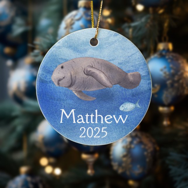 Adorno De Cerámica Manatee Lover acuarela personalizada (Subido por el creador)