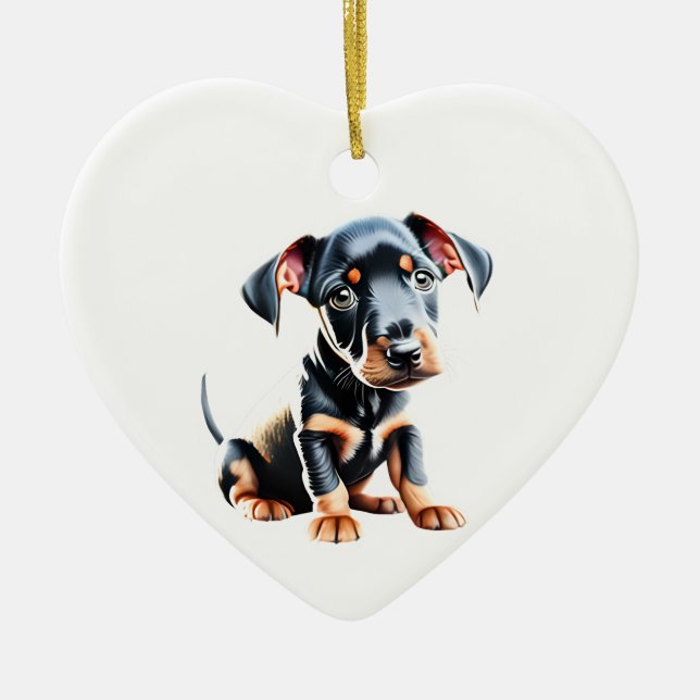 Adorno De Cerámica Manchester Terrier Puppy personalizado estándar (Frente)