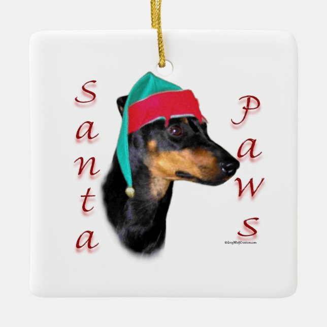 Adorno De Cerámica Manchester Terrier Santa Paws (Anverso)