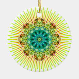 Adorno De Cerámica Mandala amarillo verde   hacer su propio fondo