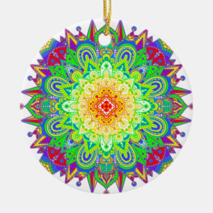 Adorno De Cerámica Mandala color arcoiris bonito Resumen arte