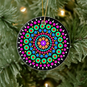 Adorno De Cerámica Mandala colorida