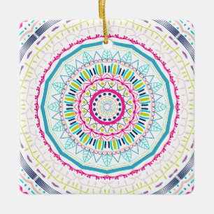Adorno De Cerámica mandala colorido