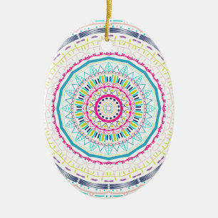 Adorno De Cerámica mandala colorido