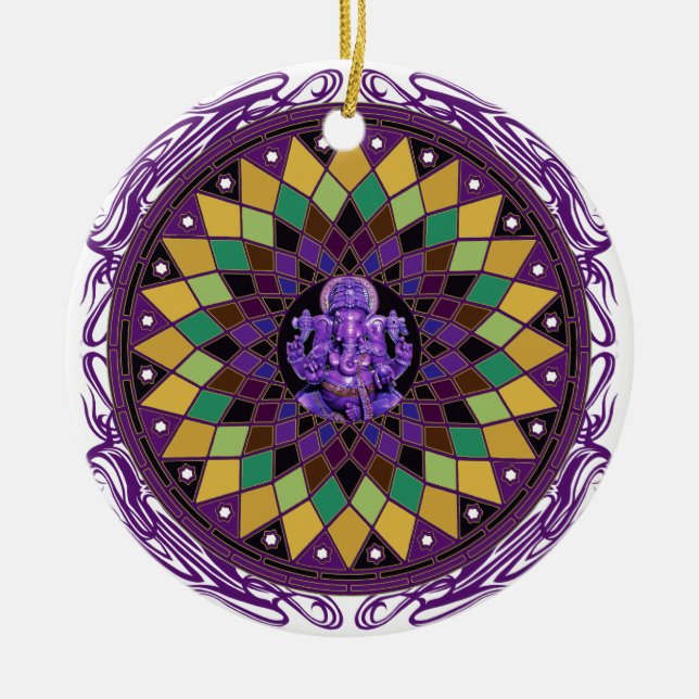 Adorno De Cerámica Mandala de OM Ganesh (Frente)
