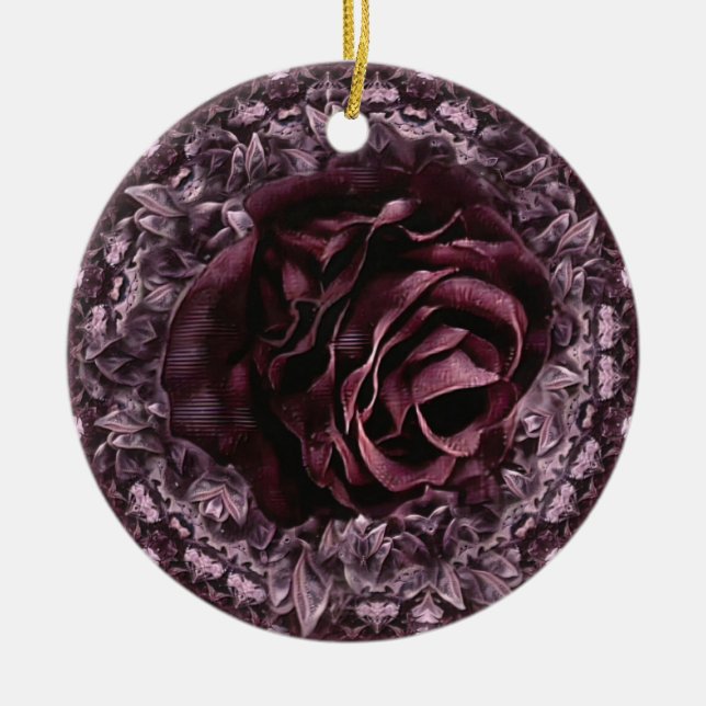 Adorno De Cerámica Mandala de rosa  (Frente)